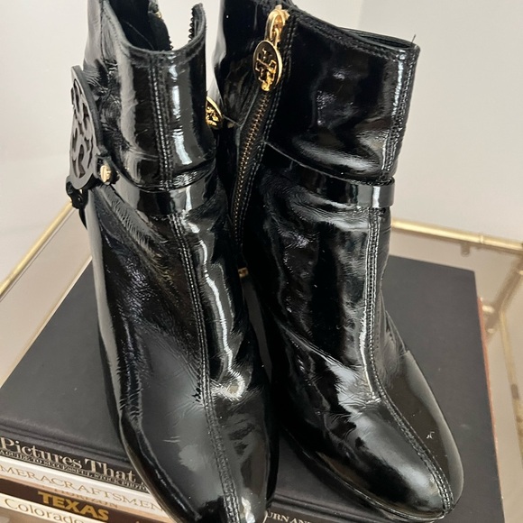 Tory Burch Glossy Black Ankle Booties - Picture 2 of 12